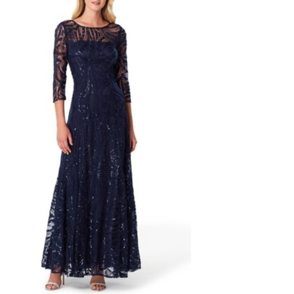 Tahari Dresses & Skirts - NEW Tahari Sequin Embroidered A-line Gown
